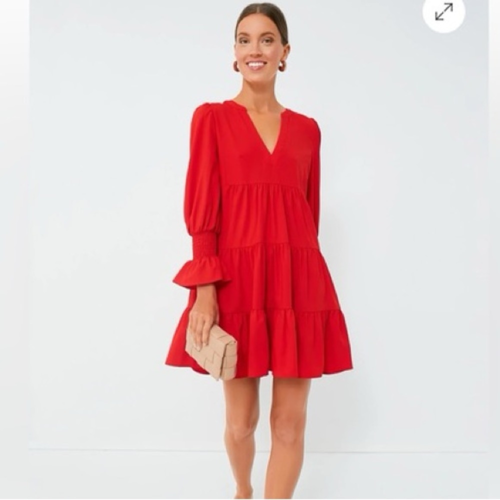 Pomander Place Red Tiered V-Neck Dress - Picture 2 of 12